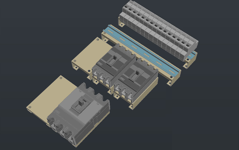 دانلود فایل اتوکد تابلو برق صنعتی سه‌بعدی DWG برای نرم‌افزار AutoCAD